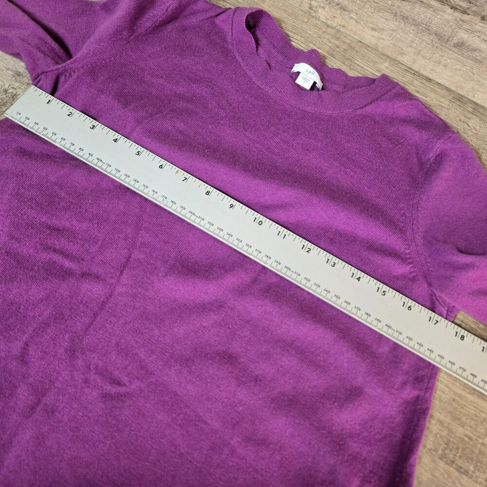 J Jill Purple Sweater Tunic Small Cotton Blend w Long Multicolor Fringed Scarf - Picture 12 of 14